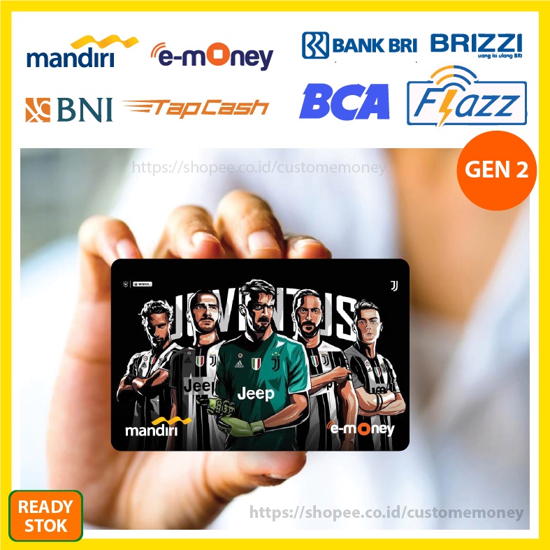 KARTU EMONEY CLUB BOLA JUVENTUS ETOLL E-MONEY MANDIRI FLAZZ BCA GEN 2 TAPCASH BNI BRIZZI - 1 SISI