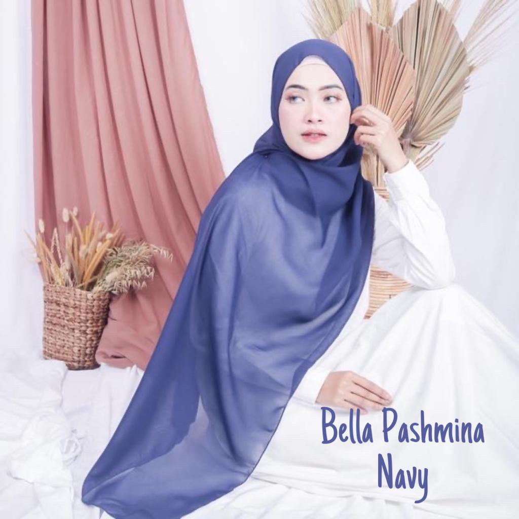 TURUN HARGA !!BELLA PASHMINA / JILBAB KERUDUNG BELLA PASHMINA POLYCOTTON / BISA COD UKURAN 180X75-BELPASH NAVY