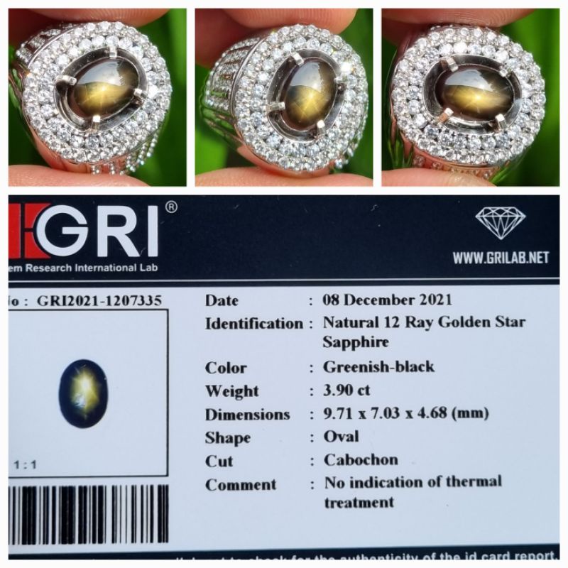 Natural 12 Ray Golden Star Sapphire No Heat Memo 3.90 crt