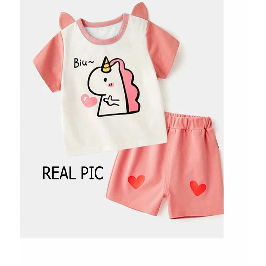 Setelan Baju &amp; Celana Pendek Anak Giraffe Kids Boy / Girls 4-6 Tahun MS