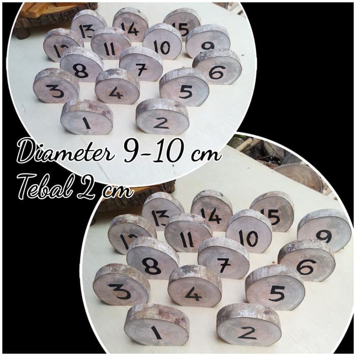 Wood slice table numbers wedding diameter 10 cm