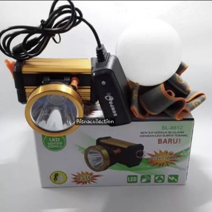 Senter kepala led sunpro kuning 15watt dimmer / SL 8812 15w kuning