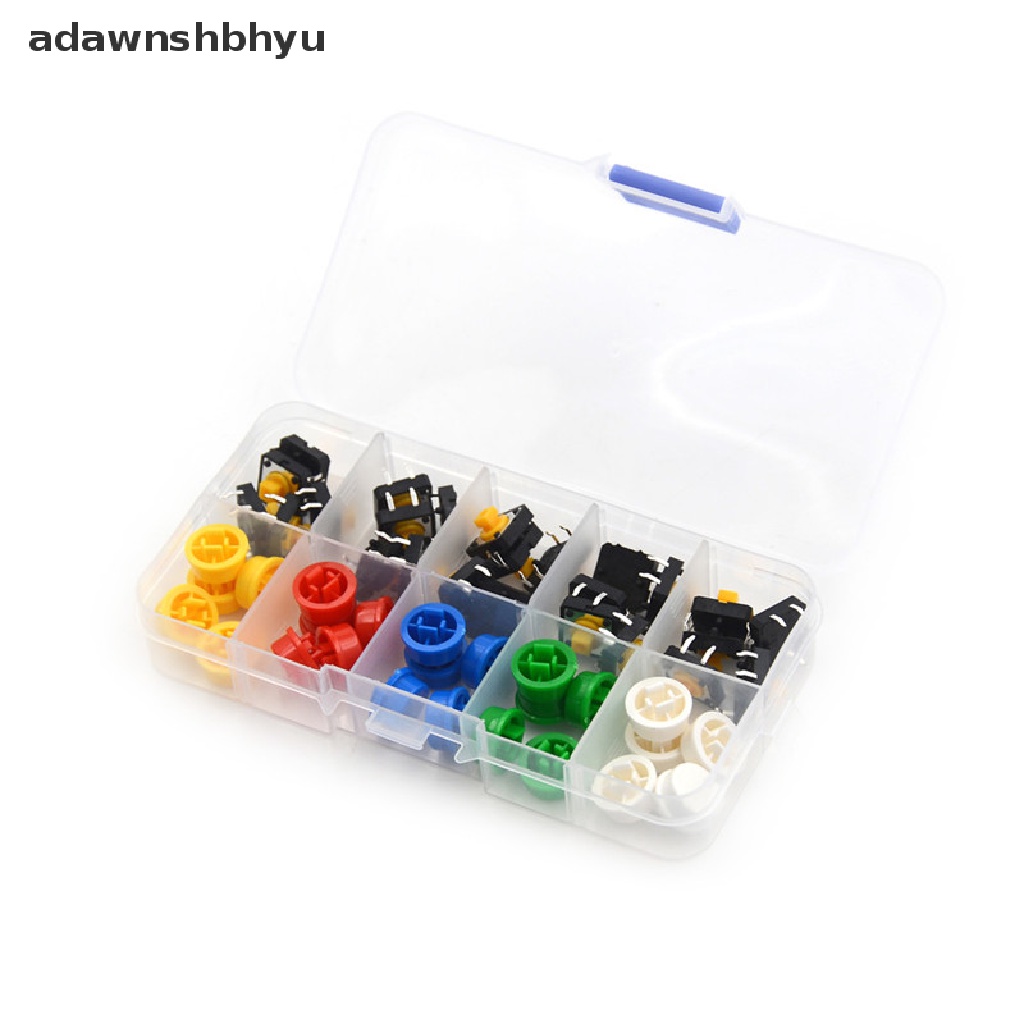 Adawnshbhyu 25Sets Momentary Tactile Push Button Touch Micro Switch 4P Tutup PCB 12x12x7.3mm