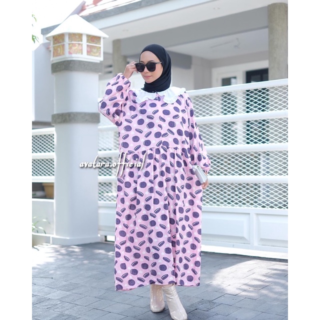 Oreo midi dress jumbo rayon viscose/dress jumbo rayon/jumbo motif rayon viscose premium