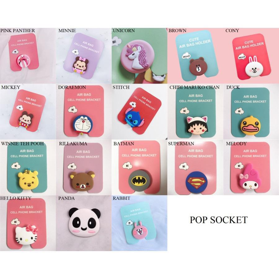 3 M - Pop Socket HP -- AC 05 -- 3D Karakter Cartoon / Pop Socket 3D / Pop Socket Aksesoris HP - Pegangan Ring Stand Jari Pengaman HP anti jatuh dan pecah  Phone Holder Kartun Lucu warna warni Bisa untuk Hadiah Gift ulang tahun anniversary