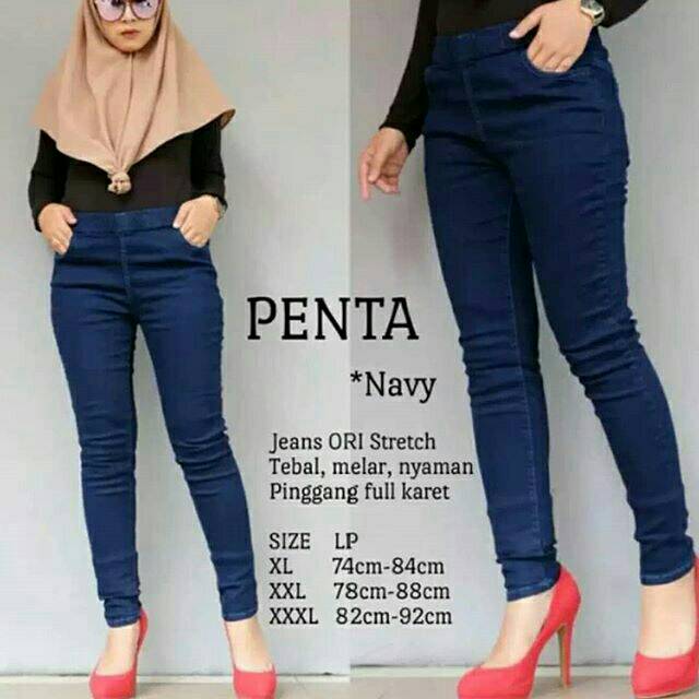 Jeans Strecth tebal Melar pinggang full karet by Prada Milano