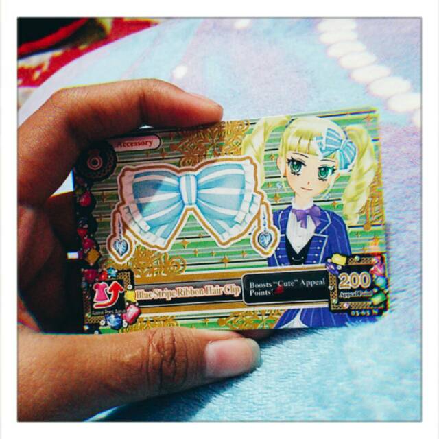 Kartu Aikatsu REPLIKA Blue Stripe Ribbon Hair Clip