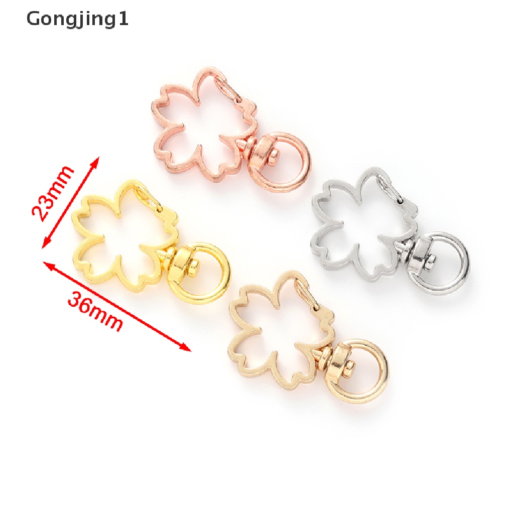 Gongjing1 10pcs Gantungan Kunci Bentuk Bunga Sakura Hollow DIY