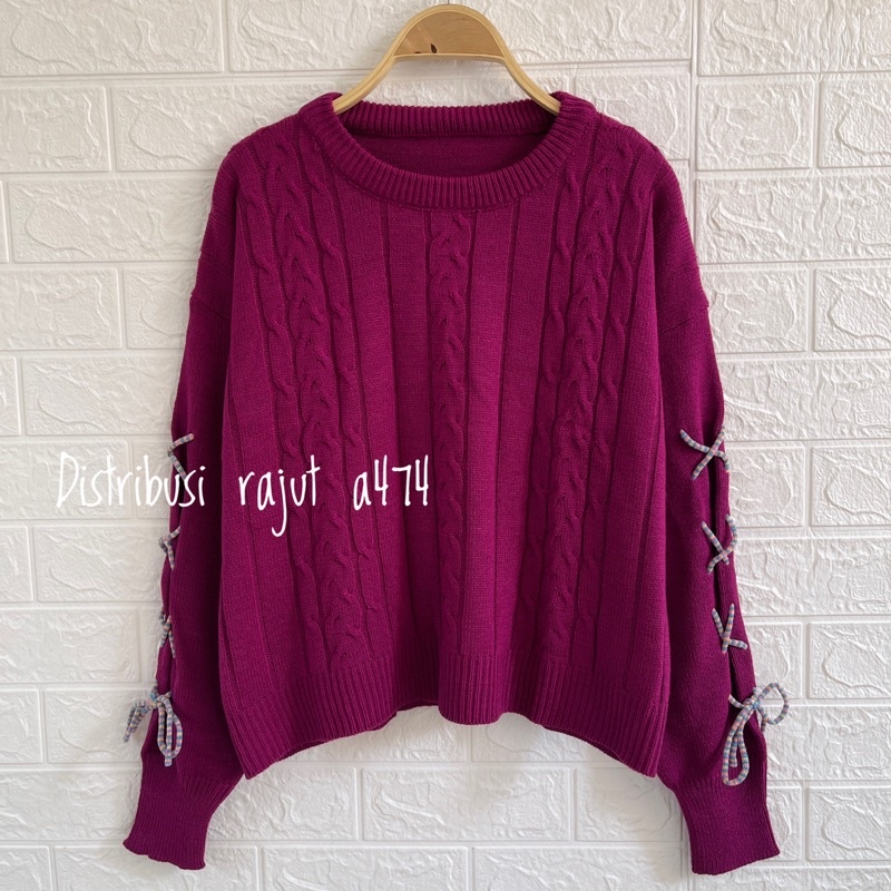 MONAY VICTORIA BAJU ATASAN  SWEATER RAJUT CABLE  STRAP WANITA KOREAN STYLE KEKINIAN