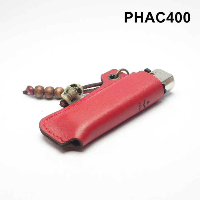 tempat case sarung korek gas kulit asli bead tengkorak merah PHAC400