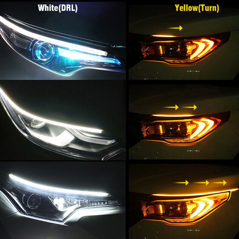 [1 Pair Ultra Thin Flow Light Strip Headlight Signal Daytime Running Lights Car LED Lights] [Auto Super Bright Car Signal Led DRL  Led Lamp Strips]