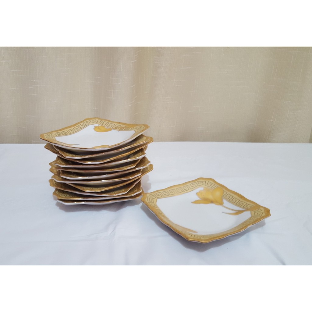 Vicenza Piring Kue/Piring Lepek Segi 6 buah Motif Lily - B423