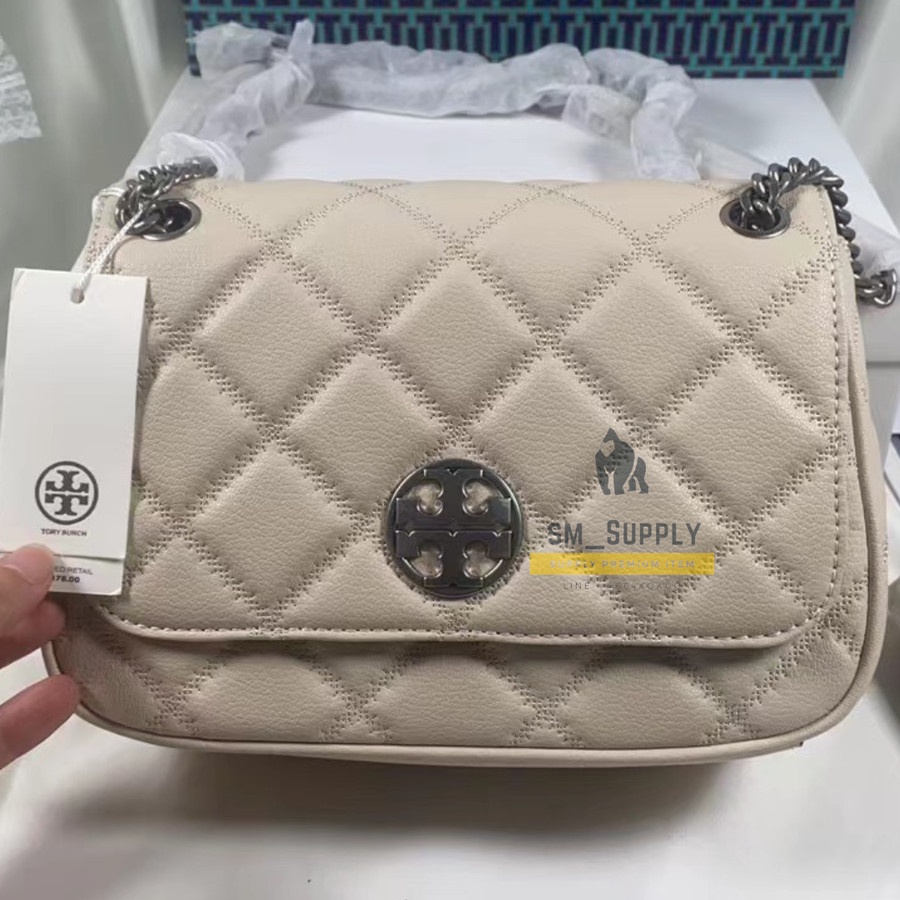 TAS TORY BURCH BAG NEW QUILTED LEATHER SHOULDER BAG WHITE 82369