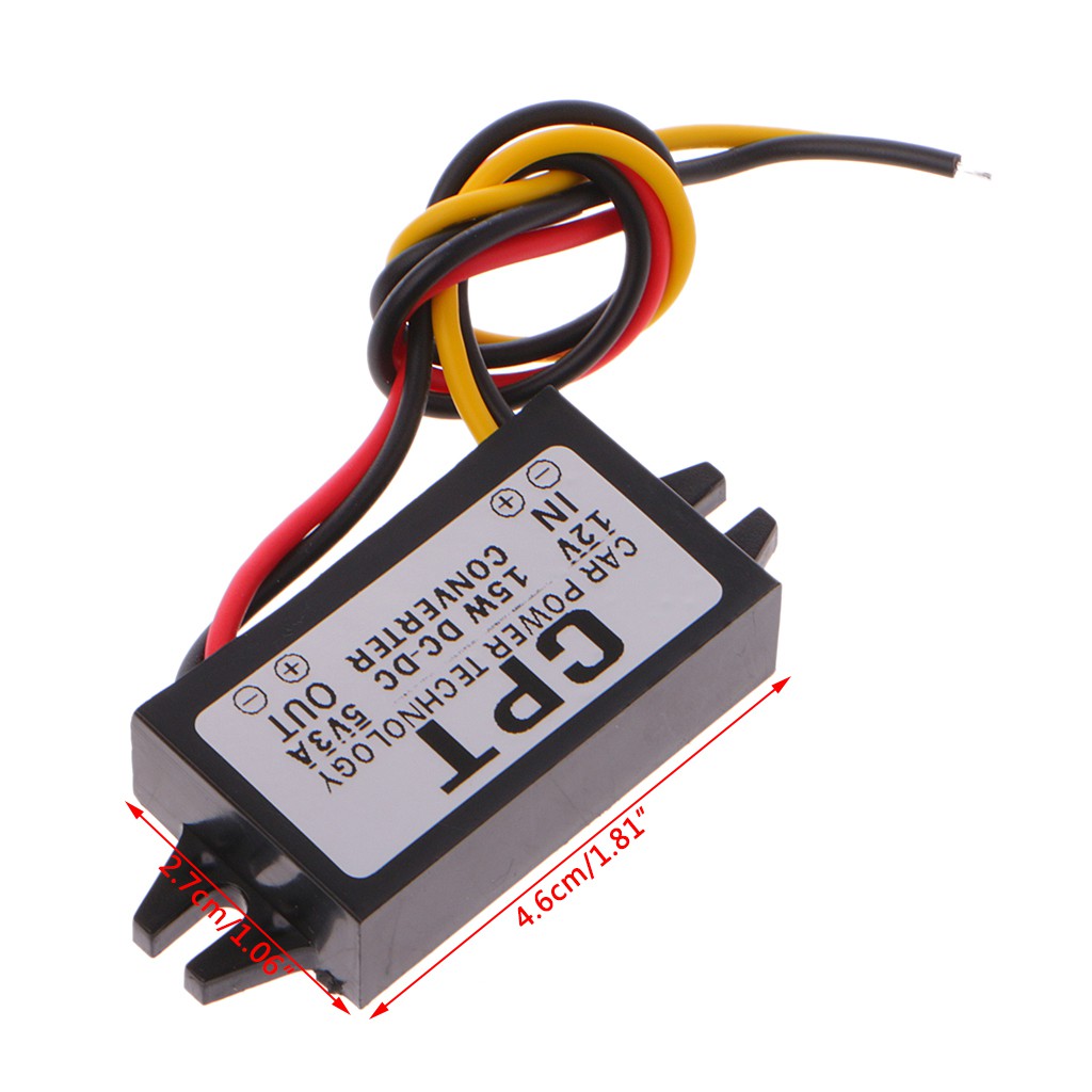 Modul Konverter Regulator Power Supply DC / DC 12V ke 5V 3A 15W Untuk Mobil