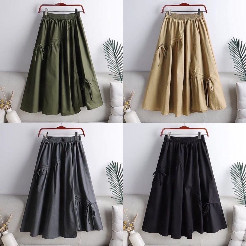 DANIELA SKIRT - Rok serut bahan linen