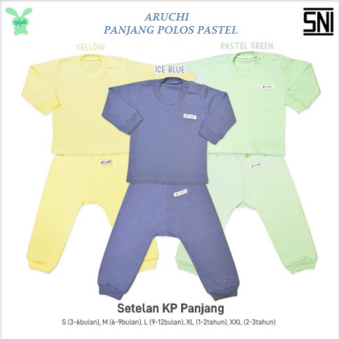 1PCS Setelan Pendek dan Panjang Polos PASTEL  Aruchi / UNISEX SML XL XXL Cotton Lembut CBKS