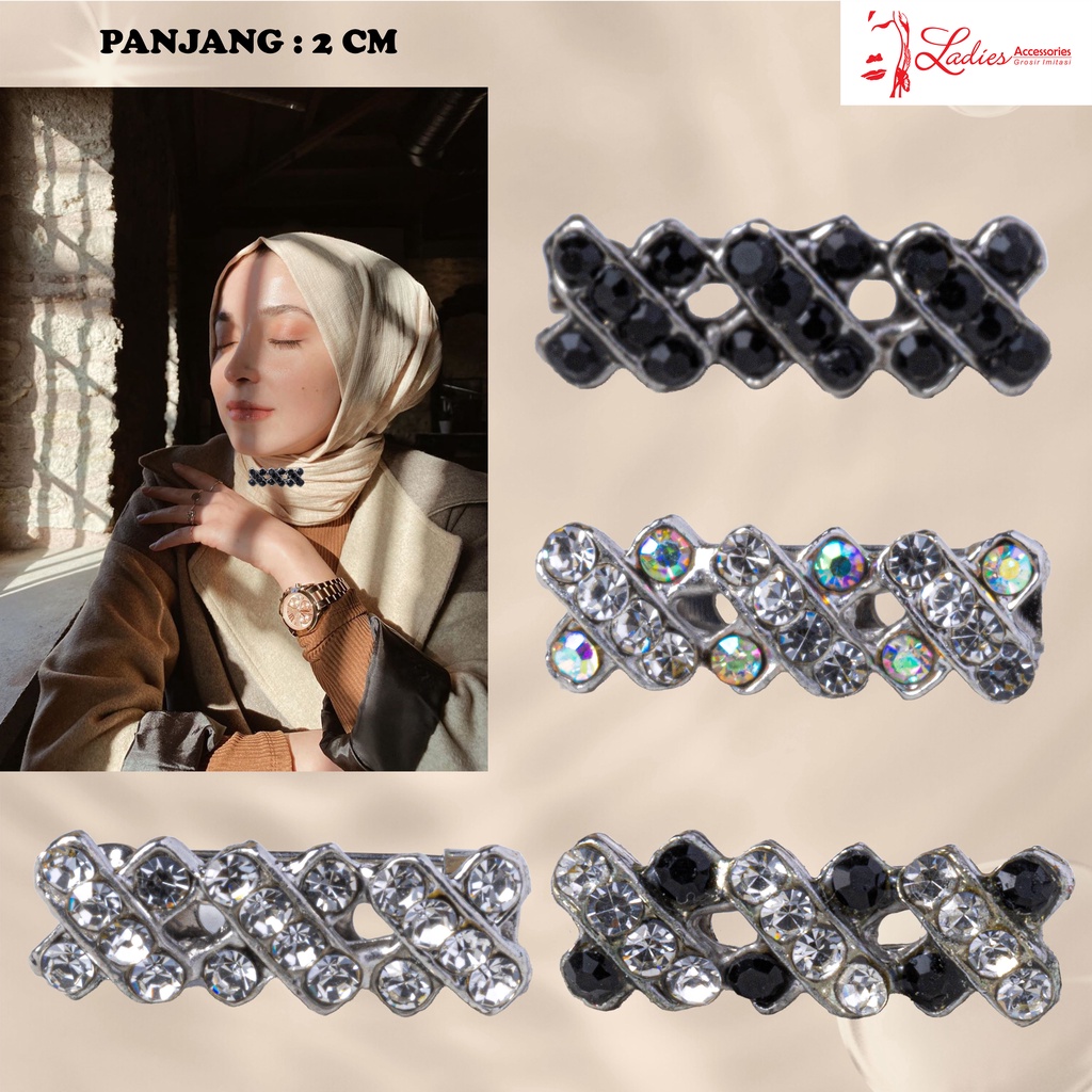 Bros Dagu Korea / Hijab / pashmina / kebaya / Krudung / Bros Peniti / model kotak silang (CM 147)