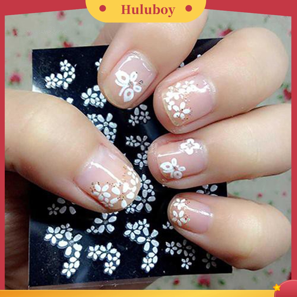 Huluboy Huluboy♡ 10pcs Stiker Kuku 3D Motif Bunga Untuk Dekorasi Manicure