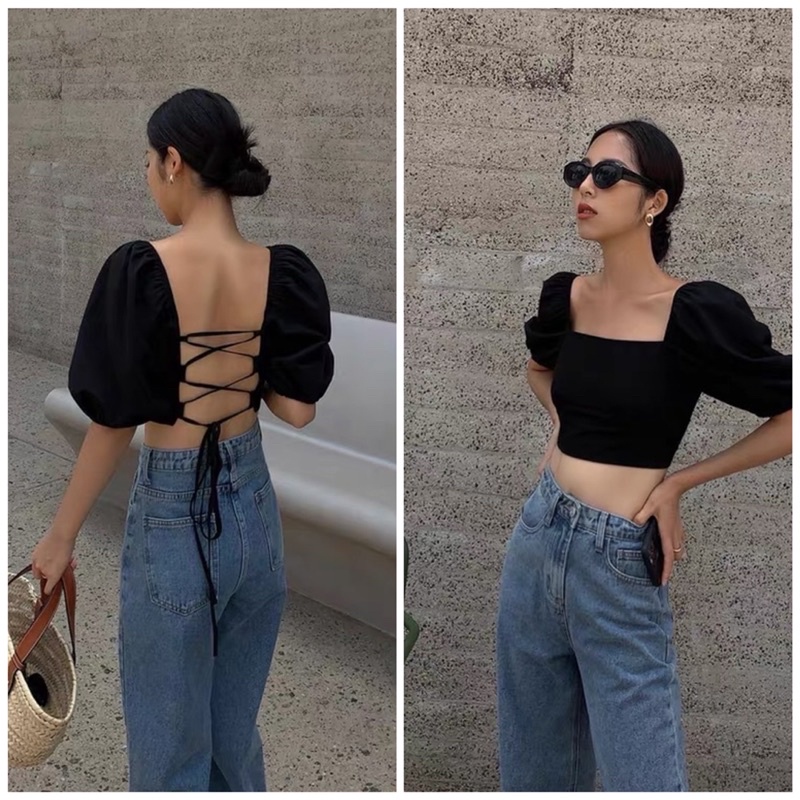 BACKLESS CROP TOP WANITA ATASAN IMPORT PANTAI MX962