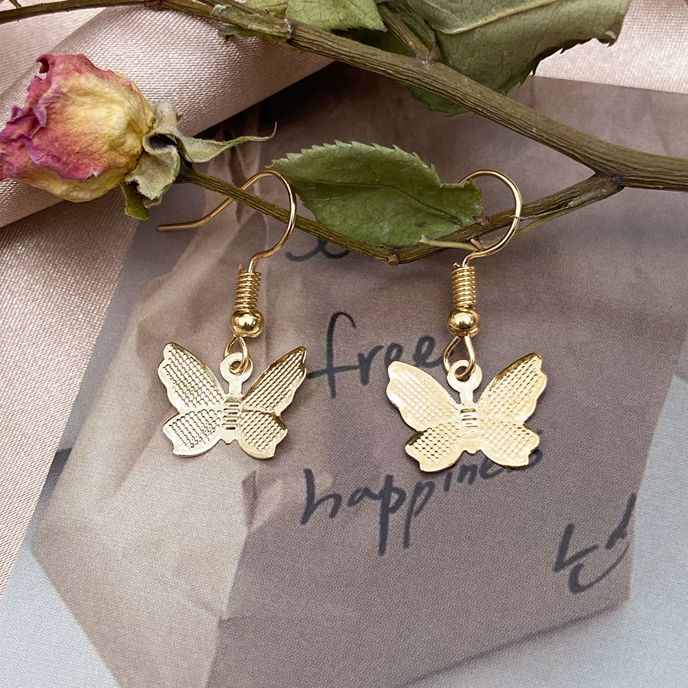 Korean Fashion Simple Butterfly Gold Earrings Sweet Temperament Silver Earring Jewelry Accessories