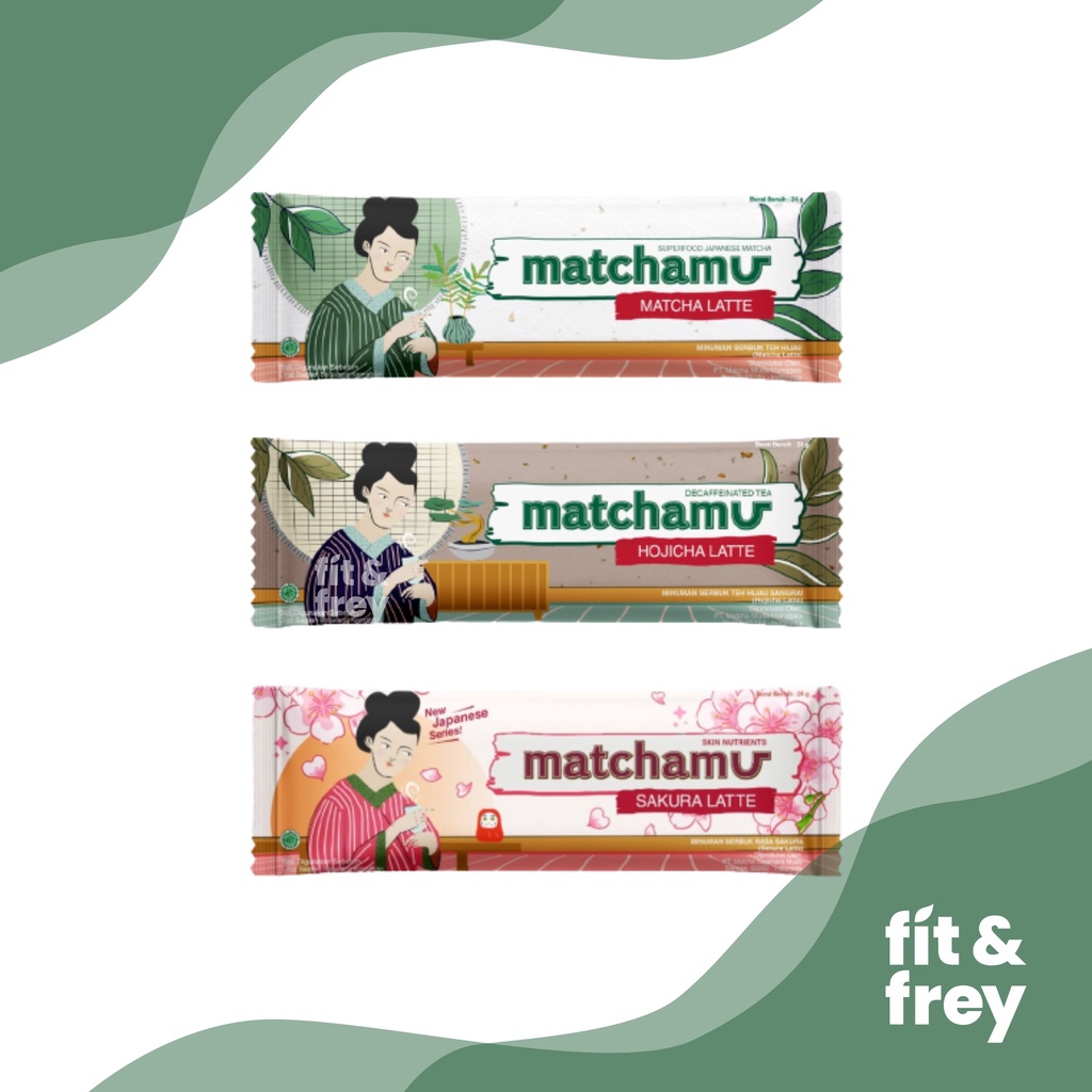 

MATCHAMU Latte 24g Sachet - Matcha / Hojicha / Sakura / Kinako / Black Sesame - Minuman Superfood