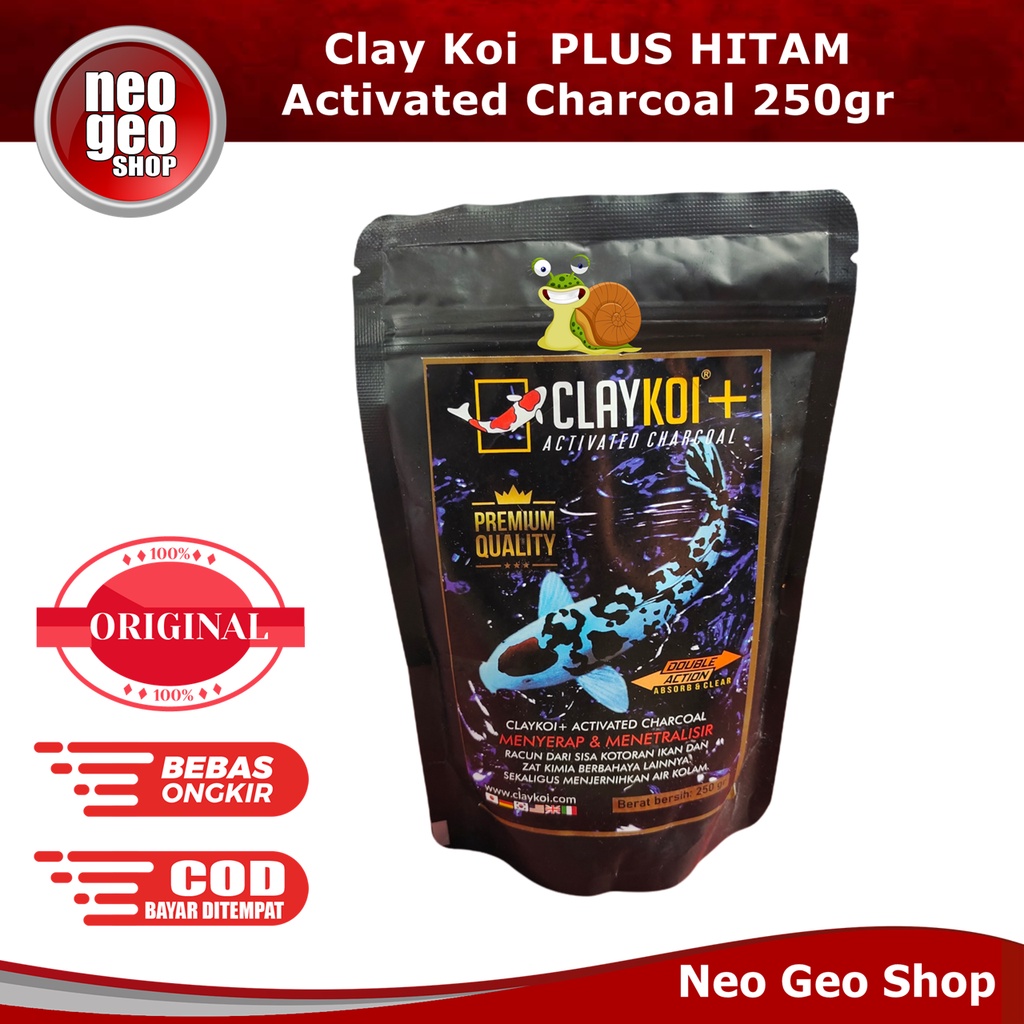 Clay Koi ClayKoi 250gr 250 gr PLUS HITAM Activated Charcoal Penjernih Kolam Koi