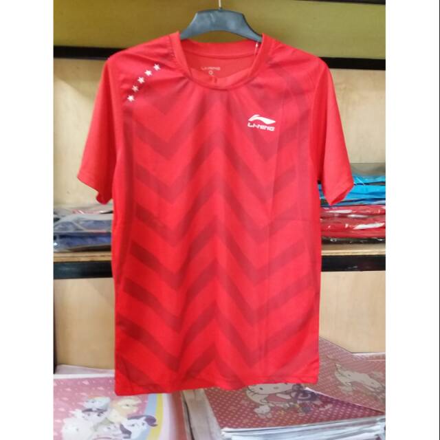 Jersey/Kaos Badminton Li-Ning Merah