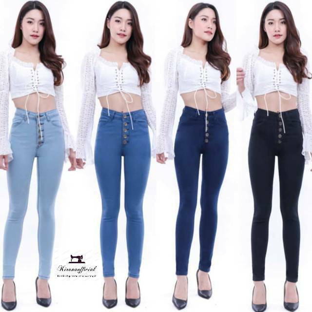 Celana HW Highwaist Button 5 kancing Jeans