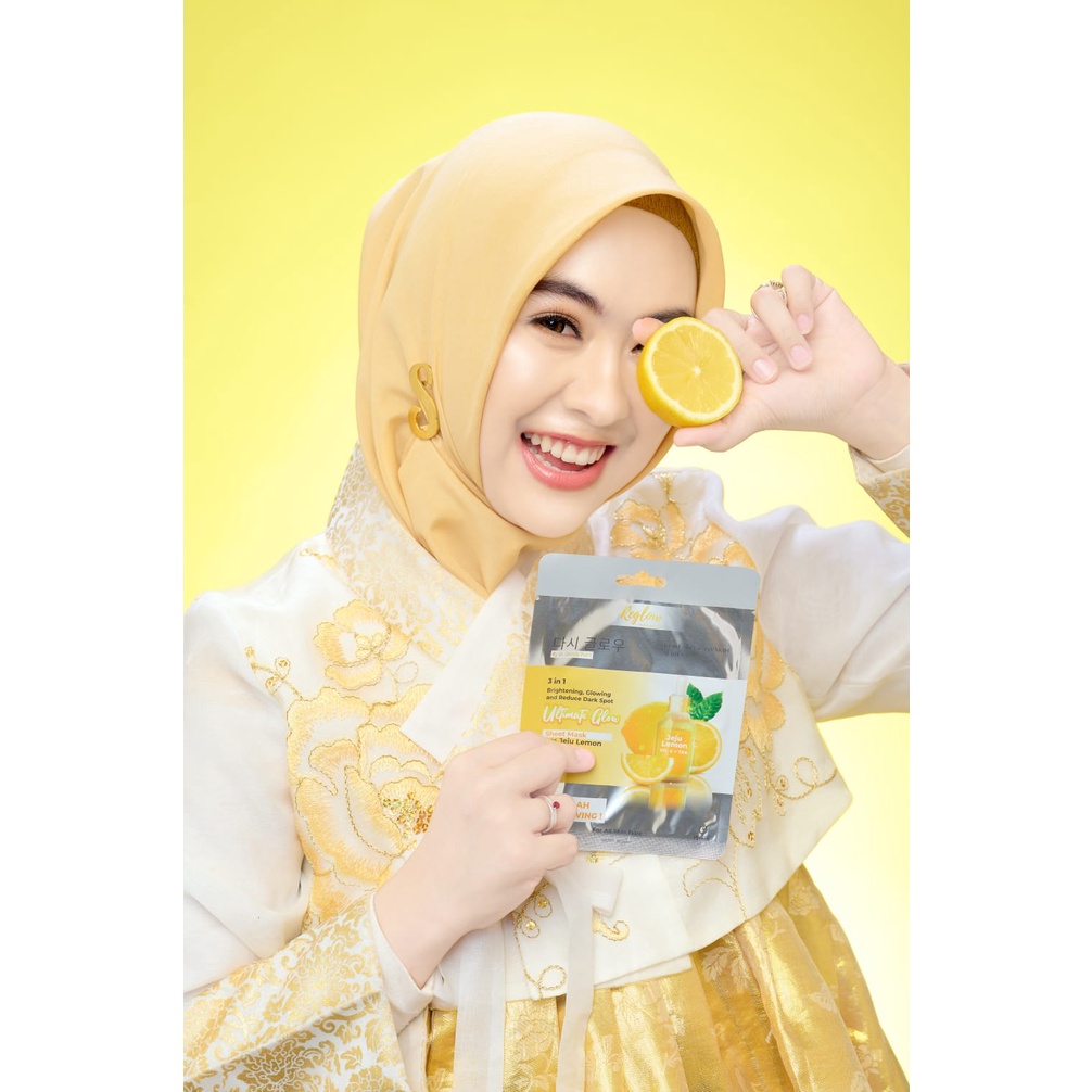 Masker Wajah REGLOW SHEET MASK Jeju Lemon flek hitam masker jerawat masker vitamin C 3 in 1 Ultimate Glow SheetMask