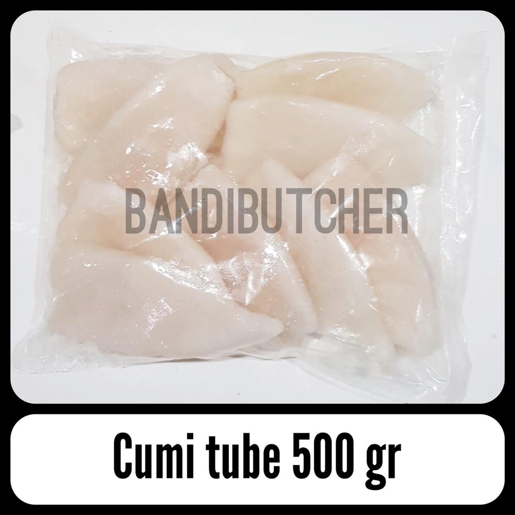

Cumi Cumi Tube / Cumi Kupas Impor Segar Putih Bersih Bandi 500gr
