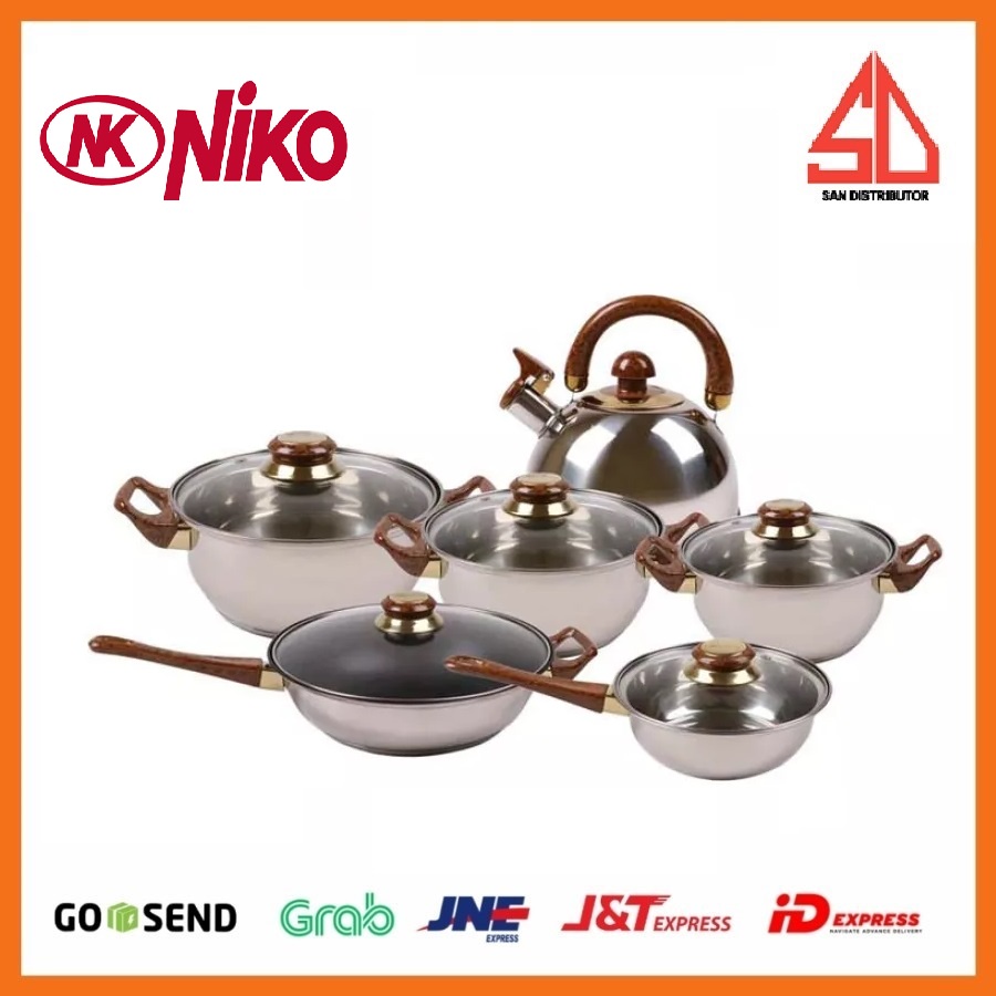 NIKO Panci Masak Cookware Lengkap Set isi 6 pcs NK-1113SP - Coklat PERALATAN MASAK SET DAPUR