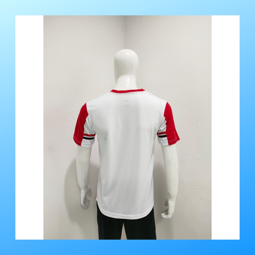 Kaos bulutangkis pria baju badminton atasan jersy wanita dewasa t-shirt outfit seragam kostum jersey olahraga casual suit pakaian jarsey oblong apparel sports jersi sudirman thomas uber cup bulu tangkis L159 putih polos