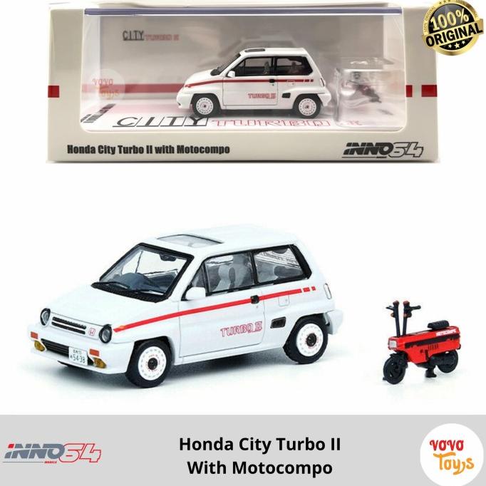 Inno 1/64 Honda City Turbo II Red Stripe With Motocompo Inno64