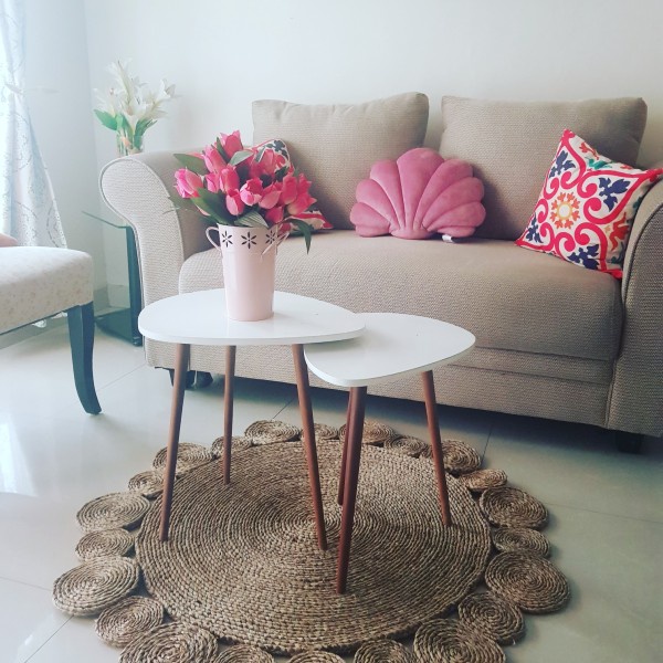 Balantak Karpet bulat anyaman seagrass rug  mendong bulat pinggir ruang tamu Round woven seagrass ru