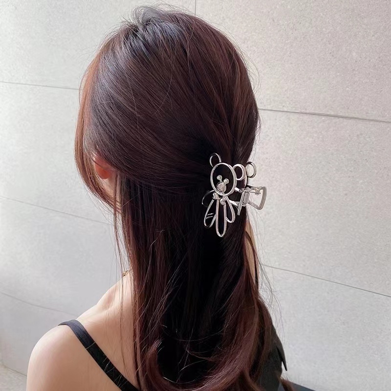 Jepit Rambut Logam Bentuk Beruang Gaya - Jedai Besi Bear Alloy Hair Claw Clips