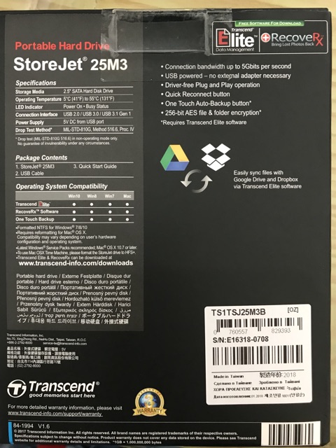 TRANSCEND HDD STOREJET 25M3 4TB 1TB 2TB  -HD Hardisk external eksternal antishock 2.5”