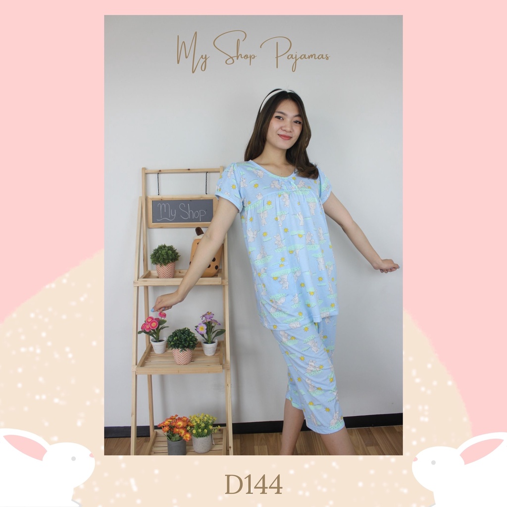 PIYAMA BABYDOLL WANITA TANGAN LENGAN PENDEK CELANA 3/4 LILY WHITE BAJUTIDUR DEWASA SLEEPWEAR PAJAMAS SPECIAL EDITION HPLW-3