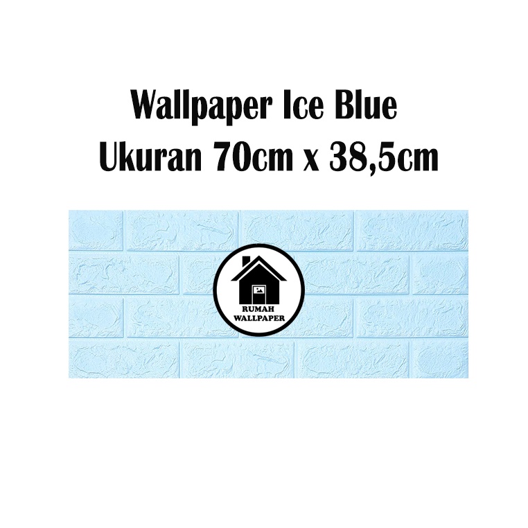 RW Wallpaper Foam Biru Muda 3D Bata Warna Biru Muda Premium Wall Paper Sticker Tebal 3MM-70cm x 38.5cm