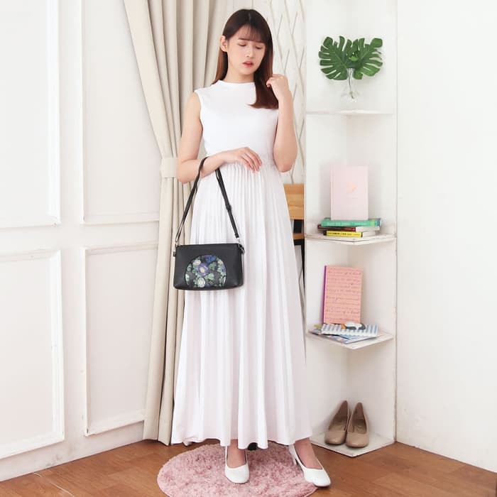 Korea Leather Sling Bag / Tas Selempang Korea Tas Wanita Kulit Motif Bunga