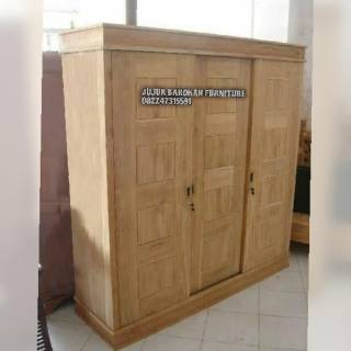  Lemari  Almari Pakaian Kayu  Jati Minimalis  Pintu 3 Jujur Barokah Furniture Jepara Shopee  Indonesia