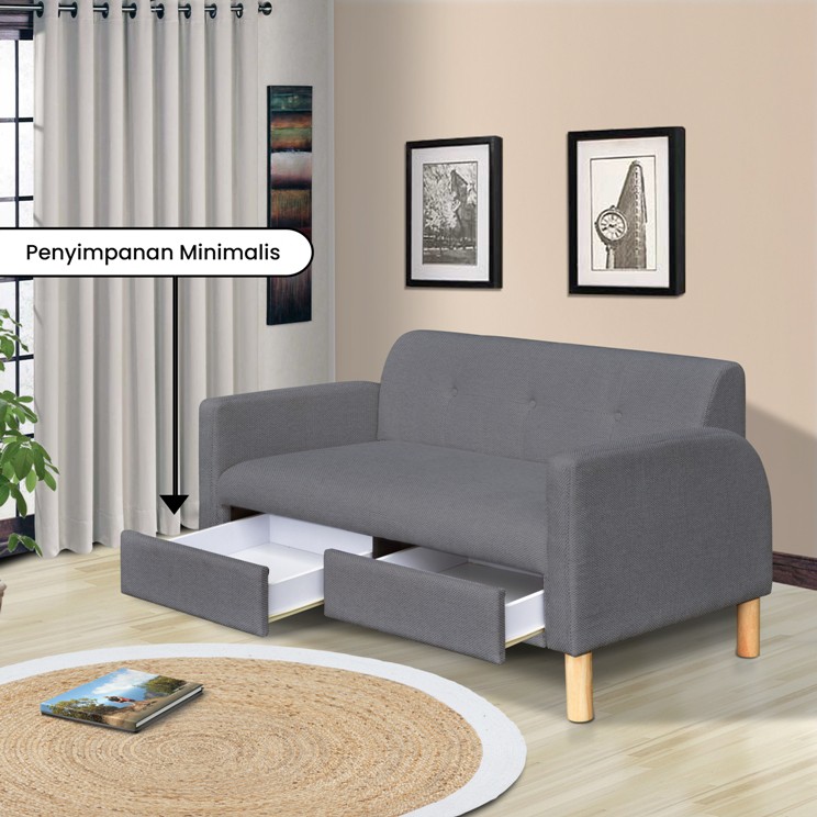Rumah MaMia - Sofa Besta 2 seater ada laci serbaguna simple minimalis elegan (belum termasuk ongkir)