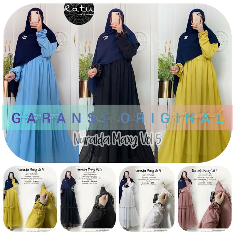 NURAIDA MAXY VOL 5 BY RATU || GAMIS SYARI BAJU WANITA DRESS WANITA TERBARU || GRATIS ONGKIR