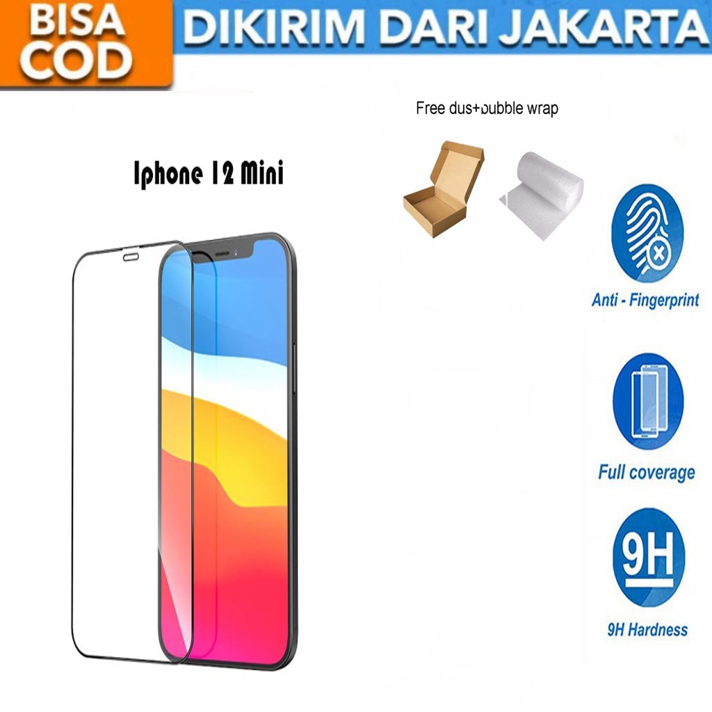 Tempered Glass Iphone 12 Mini Full Cover/Full Screen Screen Protector Anti Gores