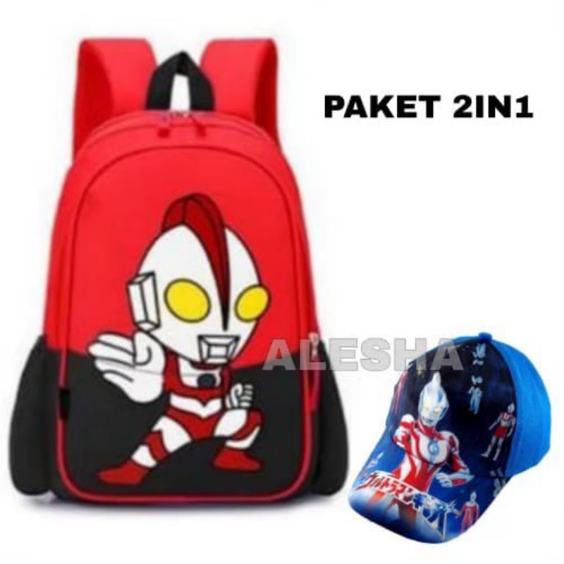 TAS RANSEL ANAK LAKI-LAKI KARAKTER NARUTO ULTRAMAN BATMAN IRON MAN/GRATIS TOPI