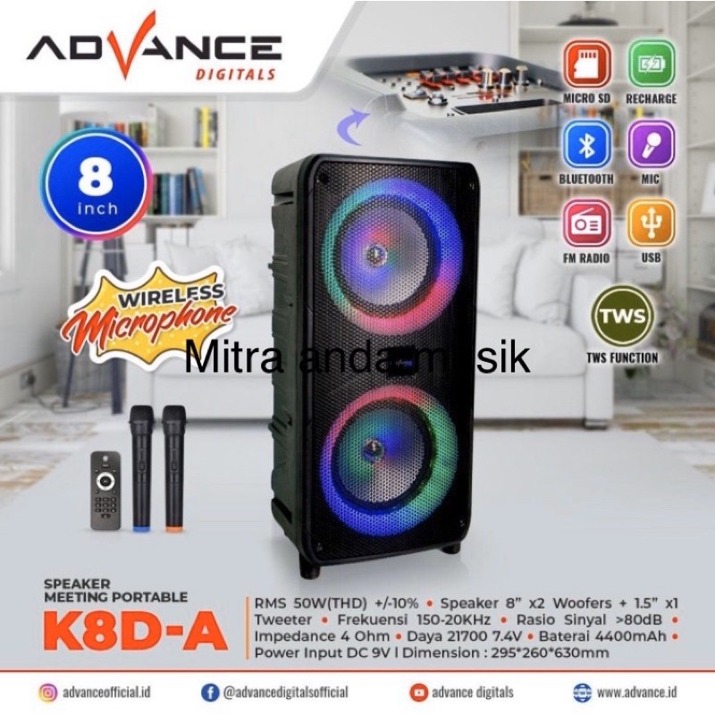 speaker aktif wireless portable meeting usb bluetooth advance K8D
