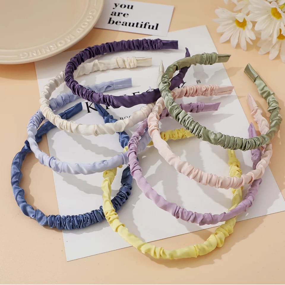 Bando Korea Kerut Aksesoris Fashion Wanita /Scrunchie Gaya Korea Scrunchies Headband Import Bahan Satin Sifon Lucu Bando Murah F639