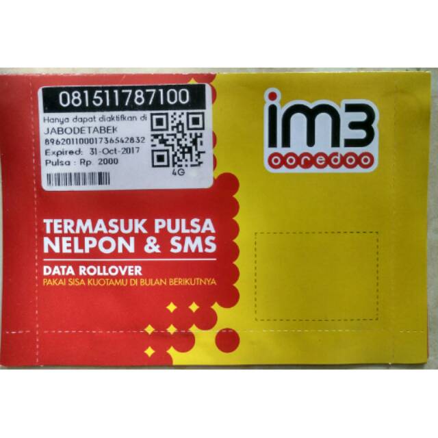 Nomor cantik kartu perdana indosat IM3 Ooredoo murah meriah pulsa 2K 787100