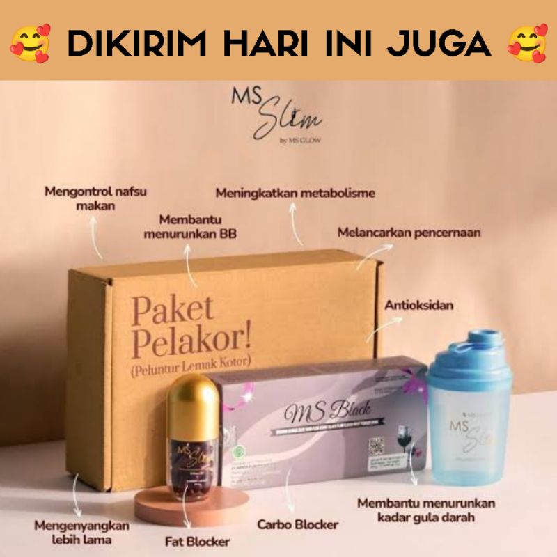 MS GLOW BEAUTY PAKET PELAKOR / MS BLACK / MS SLIM / BODY OIL