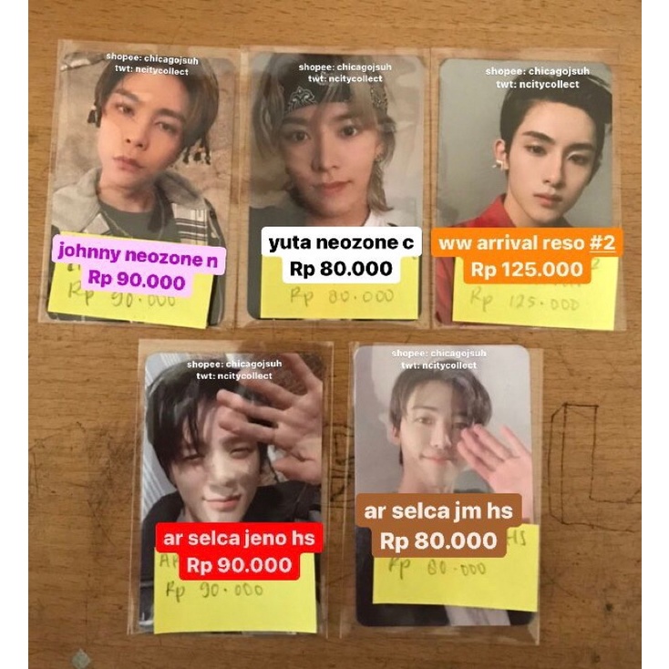 (nego) photocard pc nct official johnny yuta neozone winwin arrival jeno jaemin ar selca hs