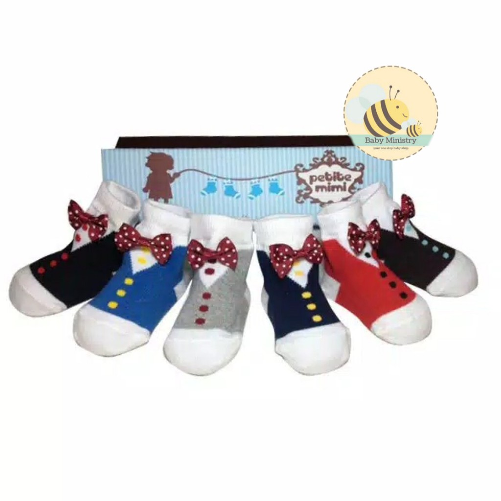 Petite Mimi - Kaos Kaki isi 6 Boy (0-12months) TUXEDO